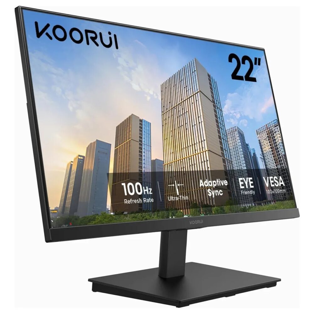 Monitor KOORUI 22 Pulgadas 100Hz | FHD 1080P VA 5ms | HDMI + VGA