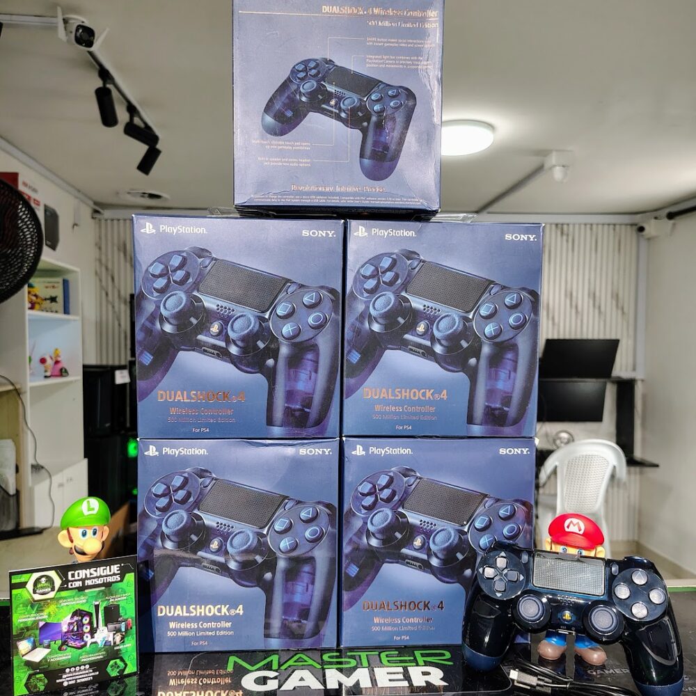 Control Tipo DualShock 4 Azul Transparente PS4 - Edición especial 500M – Réplica de Alta Calidad - Inalámbrico - No cable