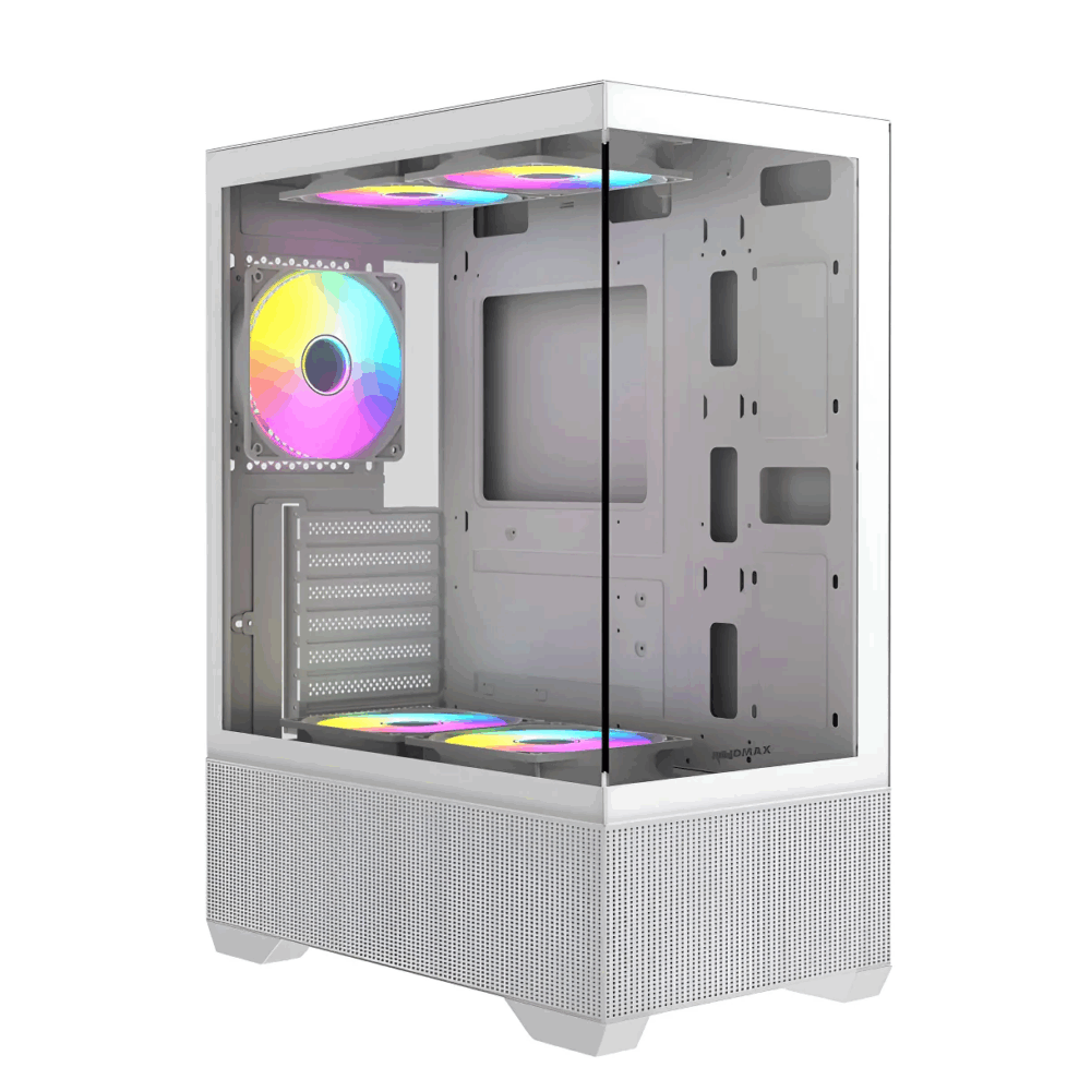 Gabinete Power Group W27 | M-ATX / ITX | Vidrio Templado Frontal y Lateral | ARGB 3 Fan 120 mm – Blanco