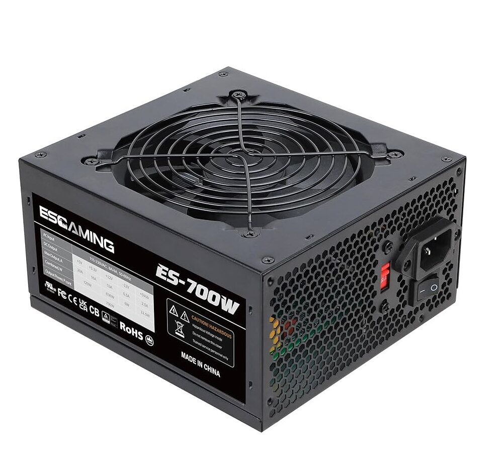 FUENTE DE PODER ESGAMING ES-700W | ATX | 700W Reales | No Modular | PFC Activo | Conector 6+2 Pines - SOLO EN COMBO O SERVICIO