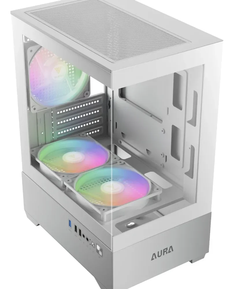 Gabinete Gamdias Aura GC9M Elite ARGB | Micro-Tower | 3 ventiladores ARGB | Vidrio templado | Soporte micro-ATX y mini-ITX