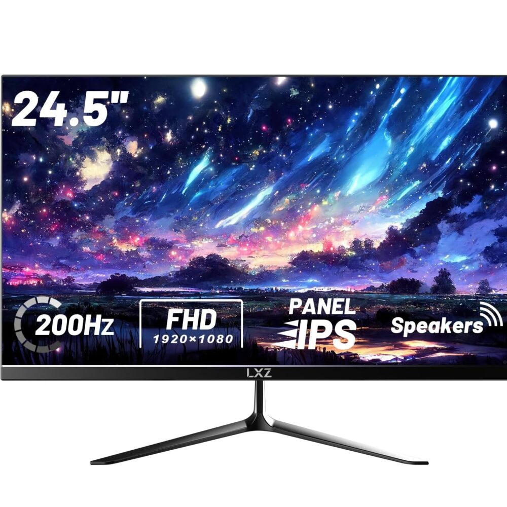 Monitor Gamer LXZ 24.5″ 190 - 200Hz | FHD 1080P | Panel IPS sin marco | HDMI + DisplayPort | FreeSync, Eye-Care y Parlantes integrados