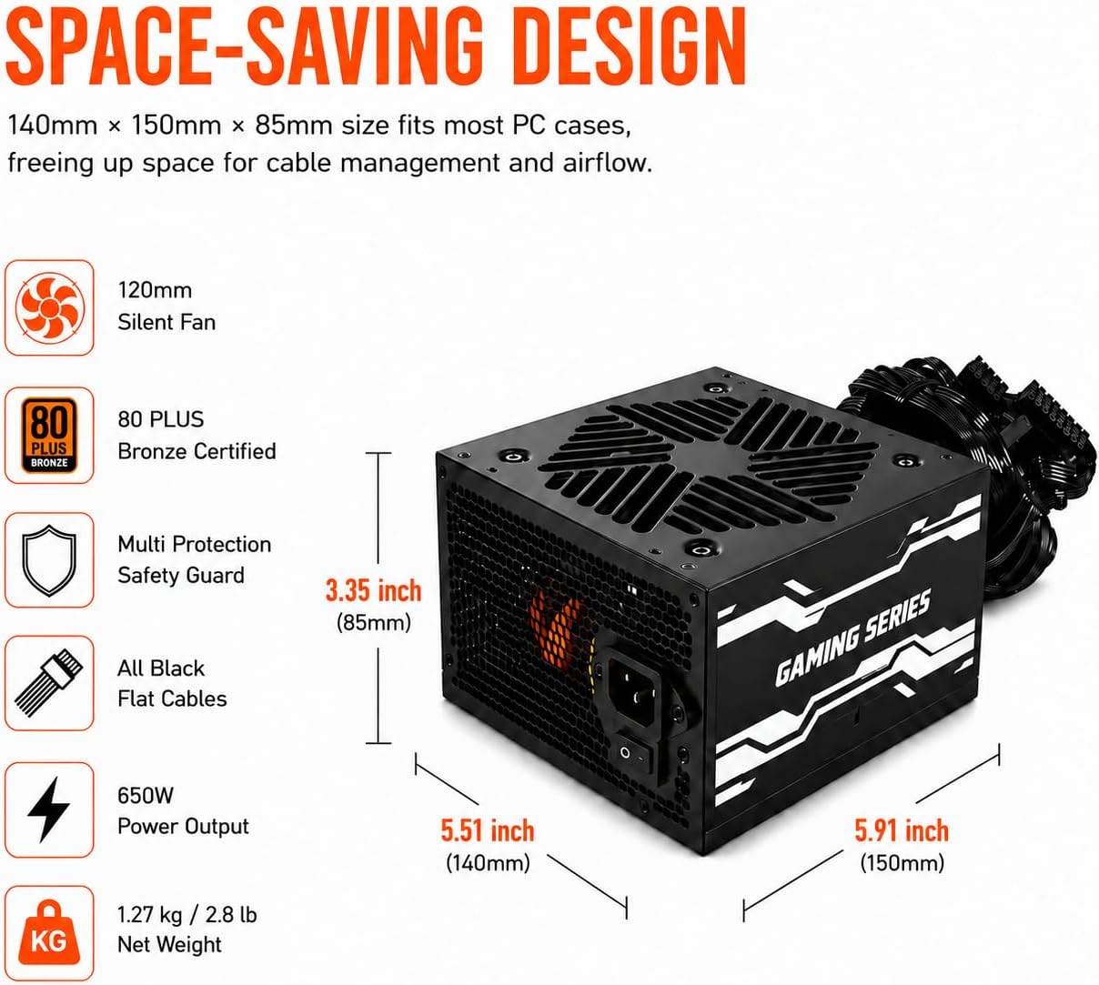 FUENTE DE PODER Real Evounic 650W | Certificada 80 Plus Bronze | ATX | Ventilador 135mm | PCIe 6+2 Pin | DC to DC - Image 4