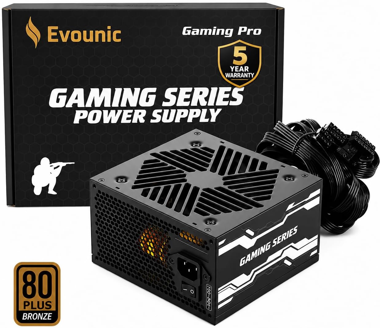 FUENTE DE PODER Real Evounic 650W | Certificada 80 Plus Bronze | ATX | Ventilador 135mm | PCIe 6+2 Pin | DC to DC