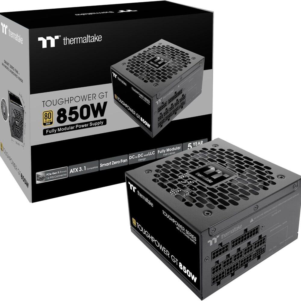 Fuente de Poder Thermaltake Toughpower GT850 | 850W | Certificada 80 Plus Gold | ATX 3.1 | PCIe 5.1 | Full Modular